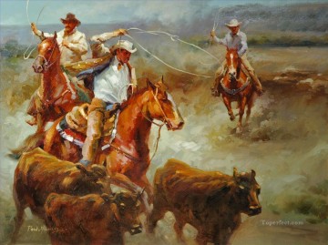 cowboy Painting - original cowboy western of chase you